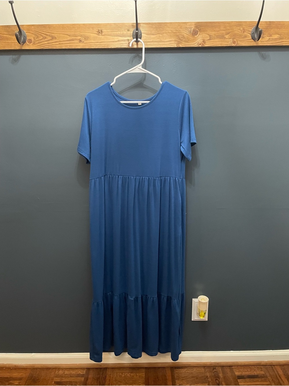 Classic Blue Short-Sleeve Maxi Dress